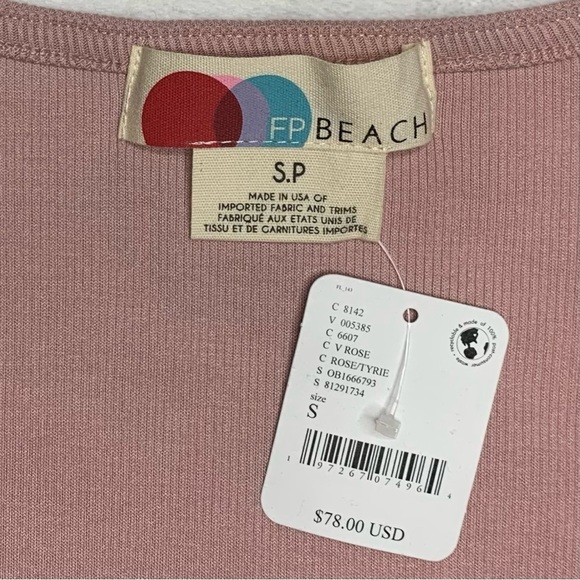 New Free People Beach Daphne Crop Top Ribbed Rose Pink Size S - Picture 10 of 17
